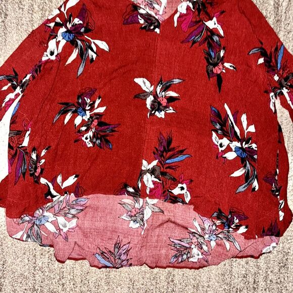 Free People Women's People Tree Swing Tunic Long Sleeve Shirt Red Floral Small - Picture 9 of 11